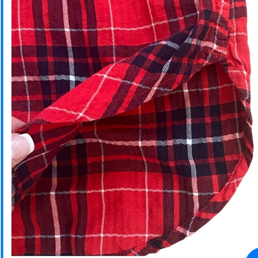 Merona Red Flannel Plaid Holiday Country Tunic Long Sleeve Shirt Cowgirl XS - Picture 4 of 4